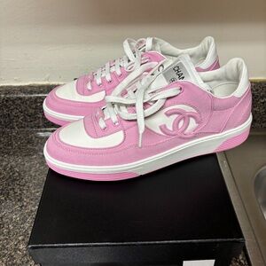Chanel pink authentic sneakers size 40 us size 10 worn for 4 hours